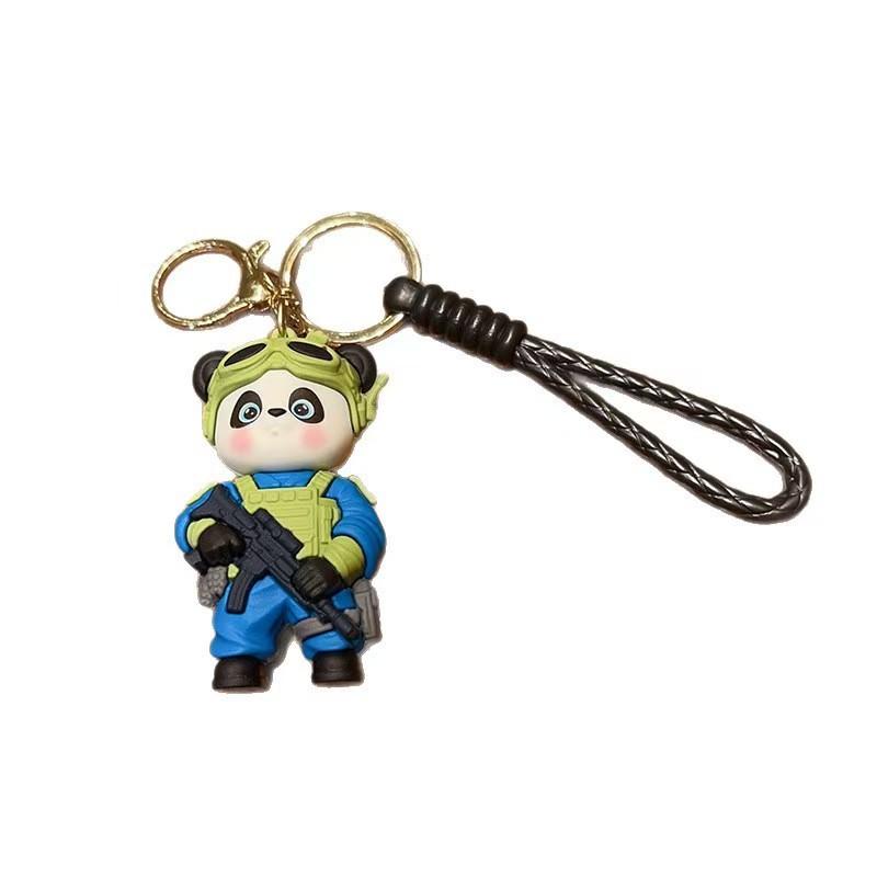 Creative Special Forces Panda Keychain Cute Cartoon Troop Little Warrior Doll Couple Bag Pendant Small Gifts