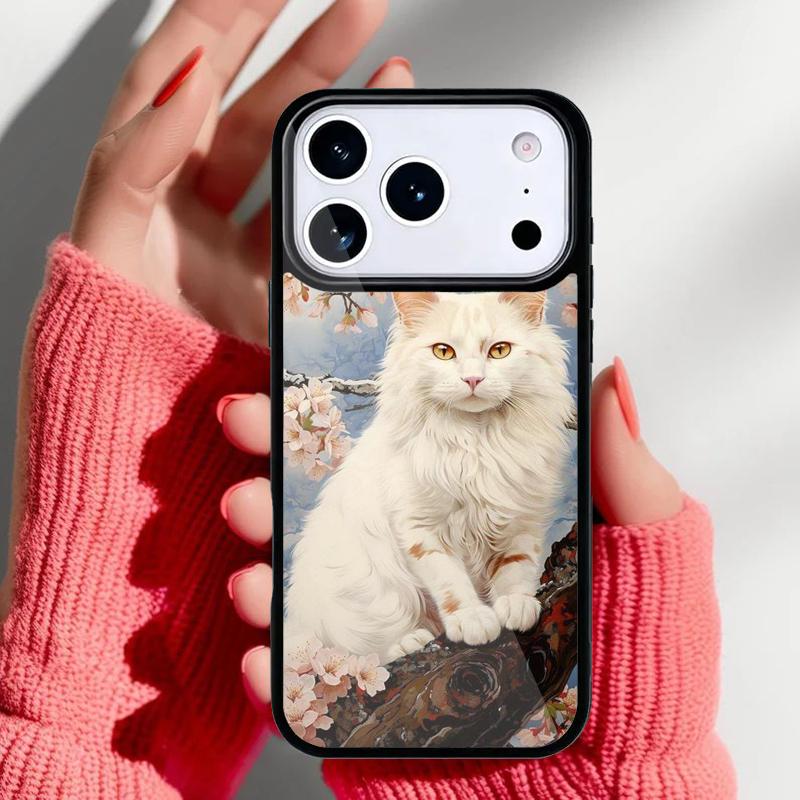 Cute Cat Painting Phone Case for iPhone 17 16 15 14 13 Pro Max Back Cover for 12 11 Pro Coque
