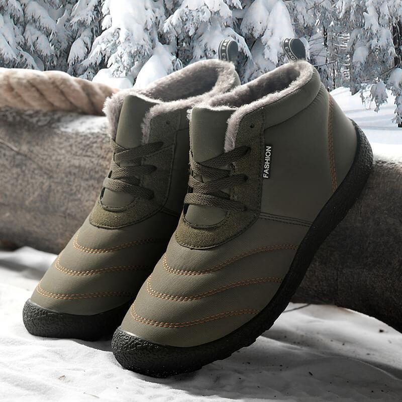 Men Warm Fur Waterproof Rain Boots Shoes
