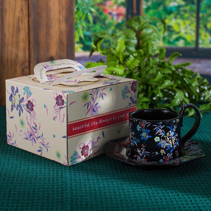 French Pastoral Style Coffee Set: Floral Brocade Cup and Saucer with Teapot - Perfect Gift Item