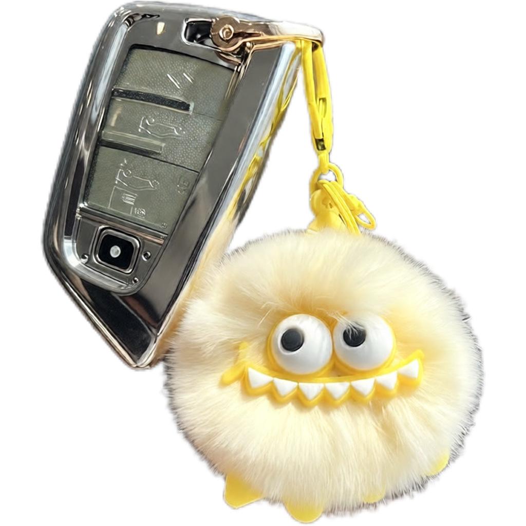 Adorable Faux Mink Fur Monster Plush Keychain Dinosaur Pendant
