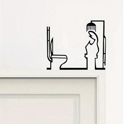 Metal La Linea Minimalist Bathroom Door Decor Black Art Abstract Design Easy Install Home Decor