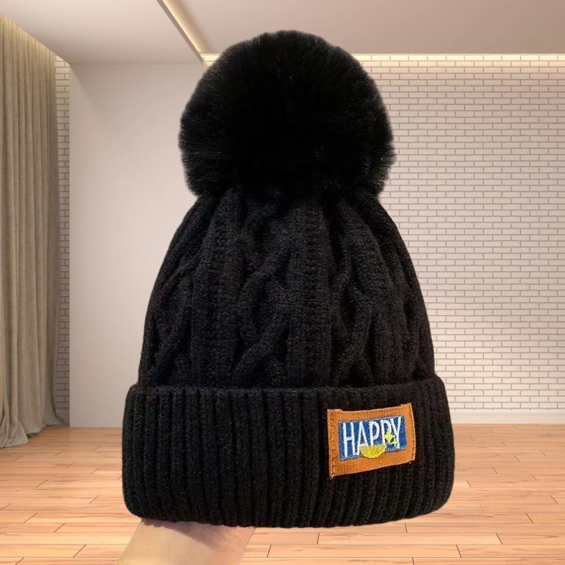 Damen Winter Samt Bommel Strickmütze - Trendiger Koreanischer Stil, Warm & Vielseitig, Dickes Kältefestes Wollendesign