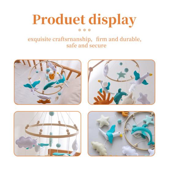 Seagull Baby Crib Mobile Ocean-Themed Handmade Felt Hanging Decor Soft Stroller Hanging Toy for Newborns