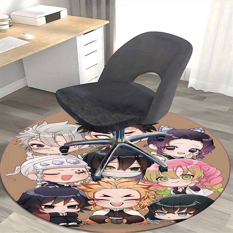 1pc Anime Character Round Carpet - Office Chair Mat, Non-Slip Rug for Home Decor, Seasonal Gift, Suitable for Office, Living Room