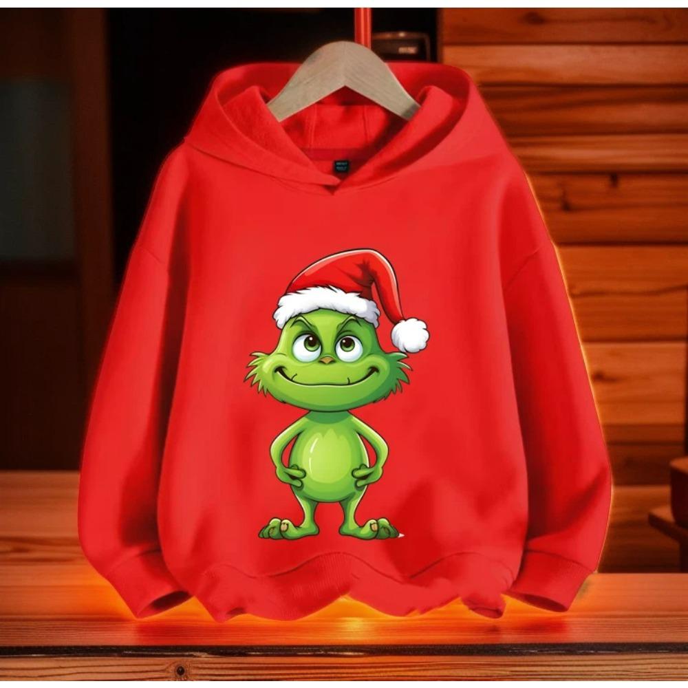 Fashion Men Women's Hoodies Christmas Green Monster Print Pullover Top Cartoon Casual Sweatshirt Kids Hoodies Long Sleeve Clothing