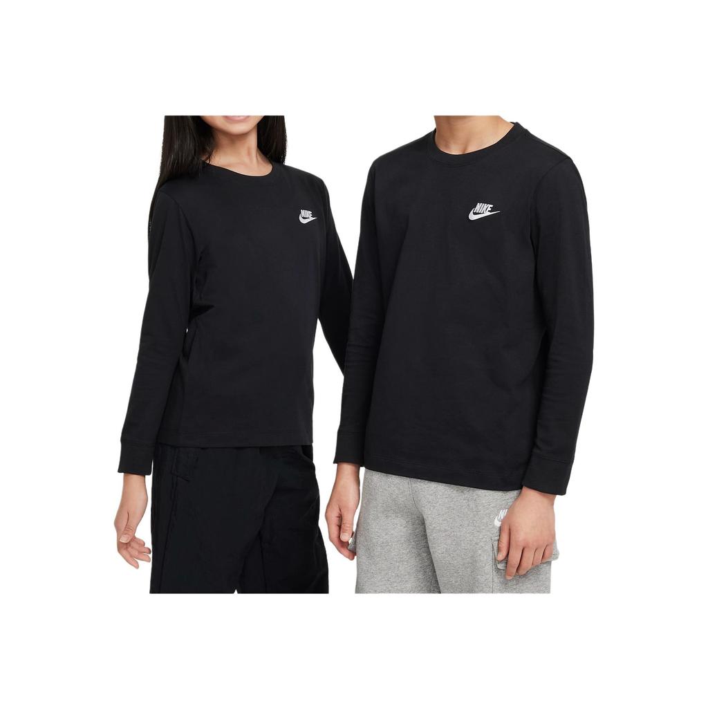 Nike Sportswear Comfortable Soft Versatile Skin-Friendly Long Sleeve T-Shirt Kids Tops Black FZ4946-010