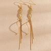 1 Pair Women Earrings Infinity Symbol Tassel Long Earrings Cubic Zirconia Inlaid Metal Polished Drop Earrings Jewelry Gift