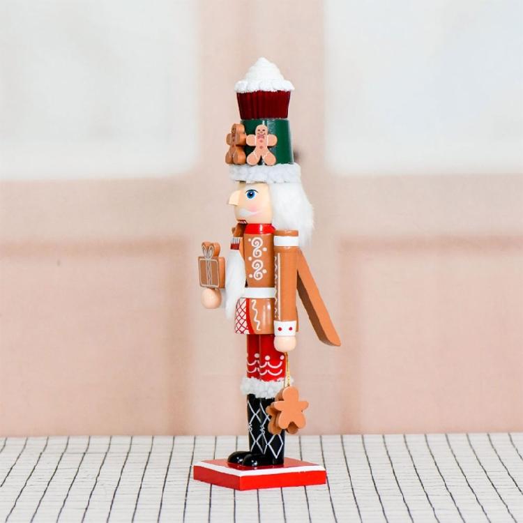Fascinating 35Cm Gingerbreads Nutcrackers Statue Handcrafted Wooden Christmas Ornament Great For Festival Ambiances