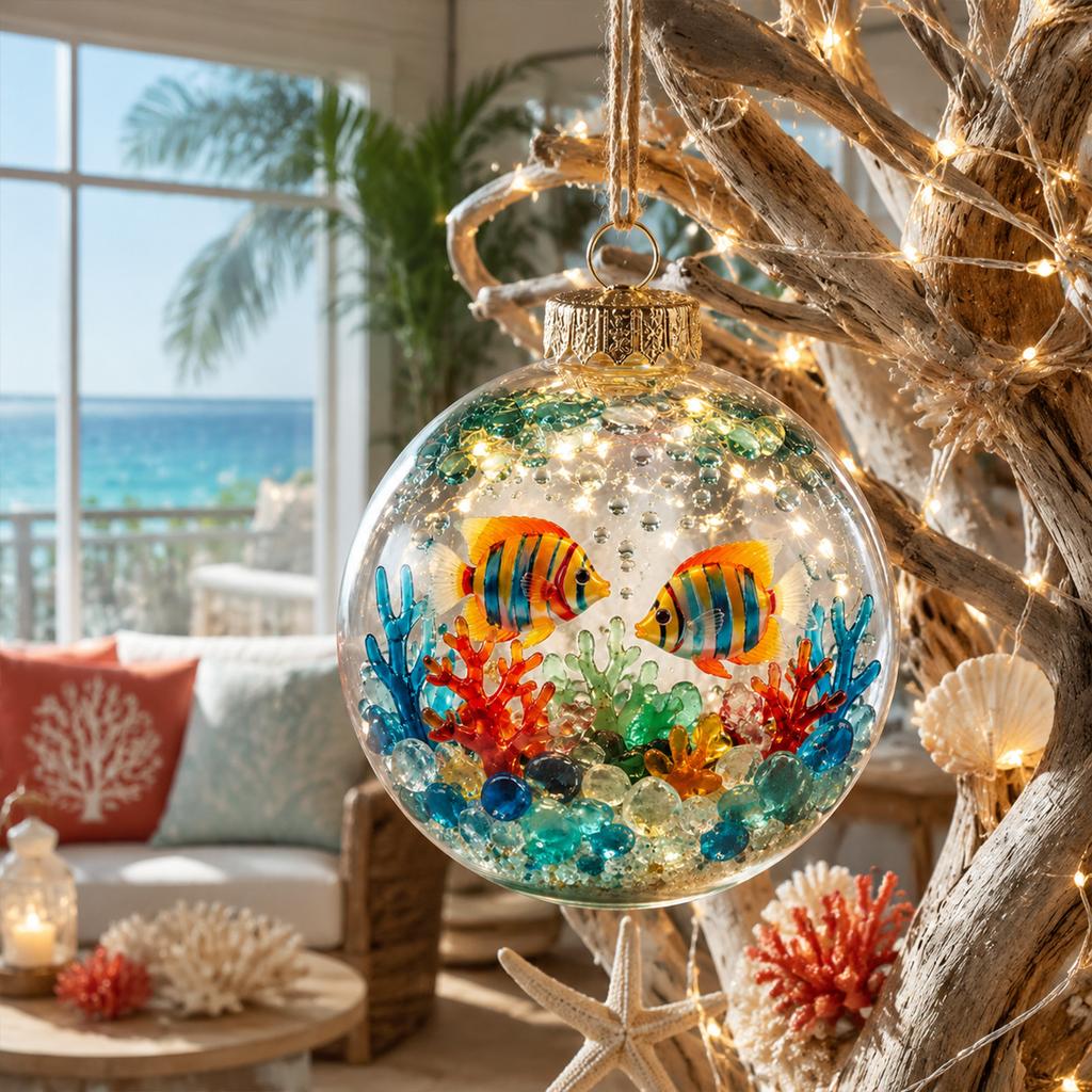 Themed Christmas Tree Ornaments Set of 10, Unlit Hanging Pendant Decorations for Holiday Tree