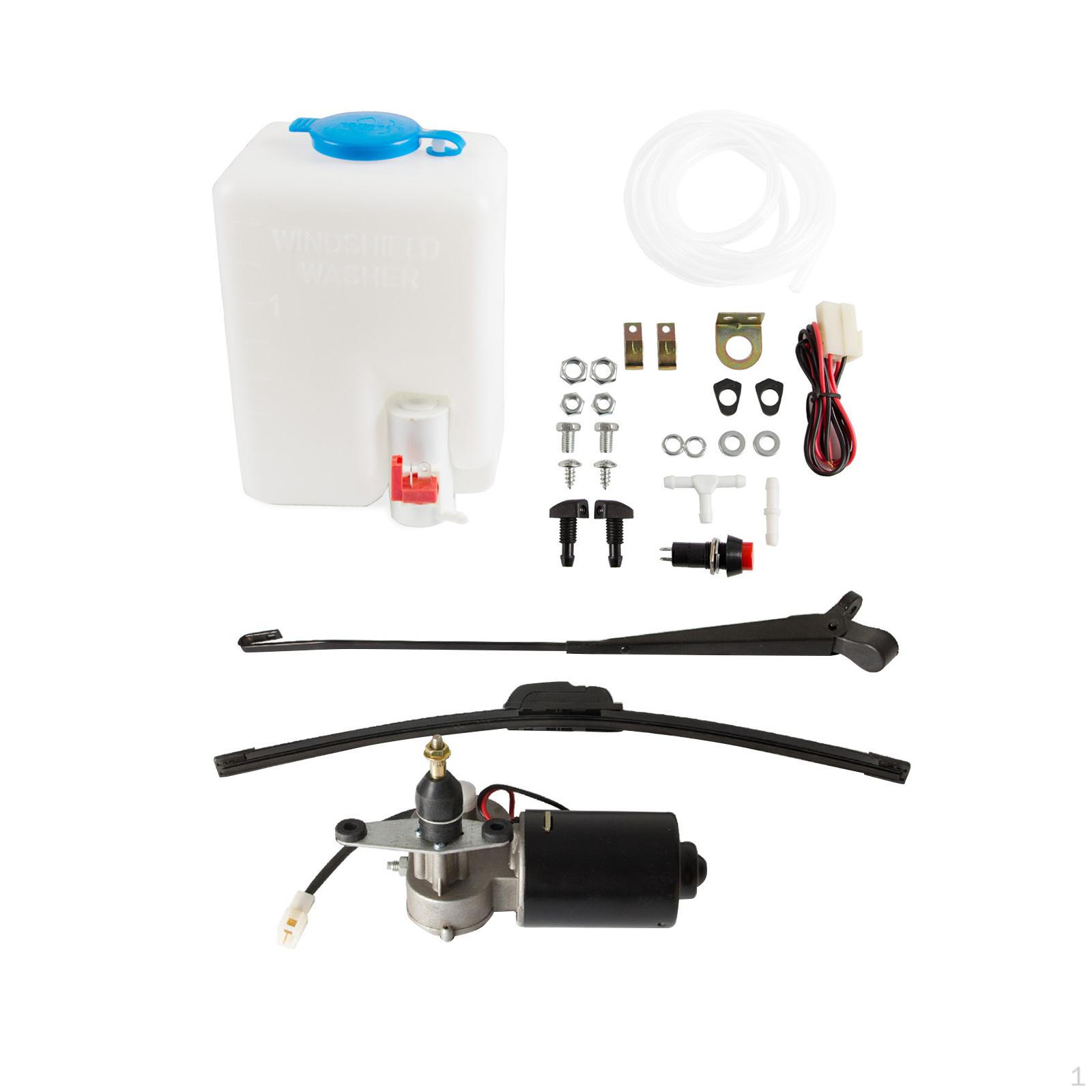 Universal Electric UTV Windshield Wiper Set/ 16 18 Arm with Washer Pump 12V Replace/