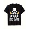 Men's Bachelor Party T-Shirt - Funny Spanish Groom Squad "Equipo De Apoyo Del Novio" & Bachelor Beer Mug Design, Black Wedding Crew Outfit Tee for