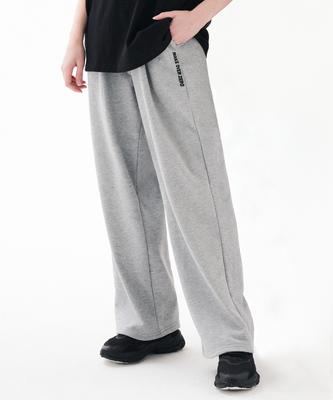 MOZMOZ One-Pleat Sweat Wide Training Pants Gray