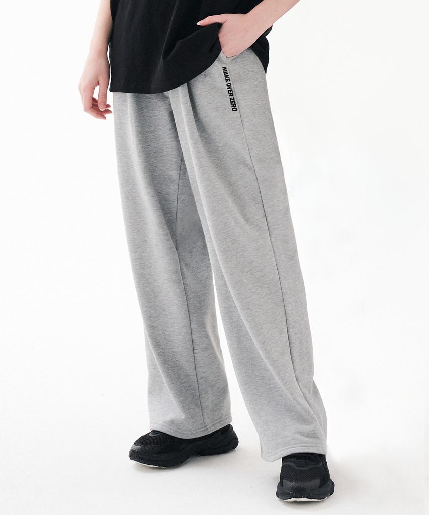 MOZMOZ One-Pleat Sweat Wide Training Pants Gray
