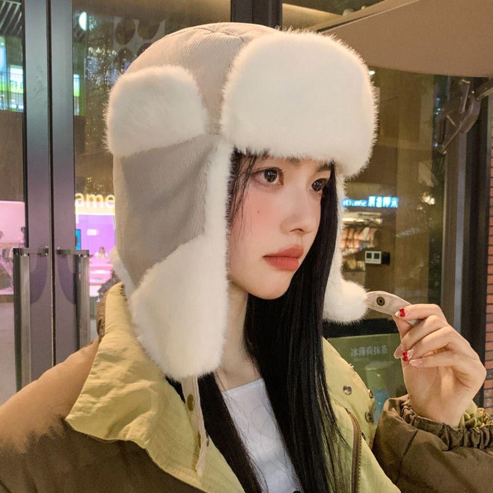 Keep Warm Plush Cycling Hat Cold Resistant Russian Cap Multifunctional Lei Feng Hat  Outdoor