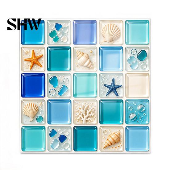 Self Adhesive Mosaic Wall Stickers Acrylic Tile Stickers, Peel and Stick Self-Adhesive Backsplash Tiles, HD Glossy Waterproof Kitchen Oil-Proof Decals