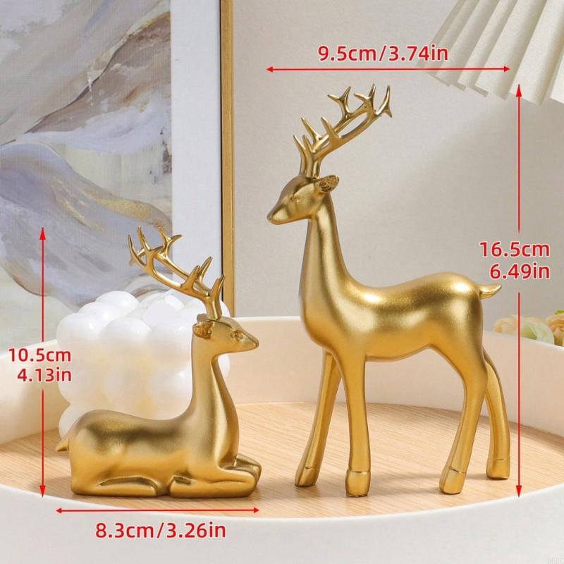 Miniature Reindeer Resin Decoration Holiday Themed Crafted Shelf Display Piece