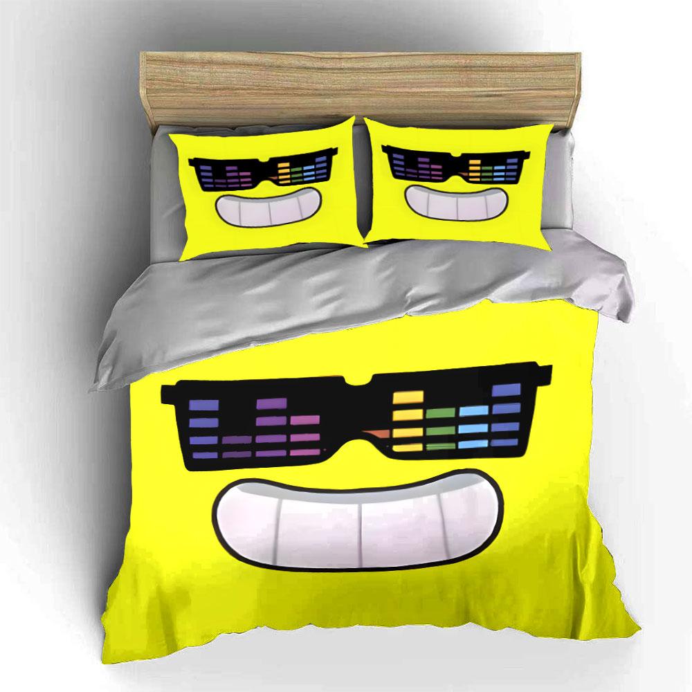 Stylish Dj Sunglasses Smiley 3Pcs Bedding Set Soft  Bed Set For Boys Girls Bedroom,Multiple Sizes