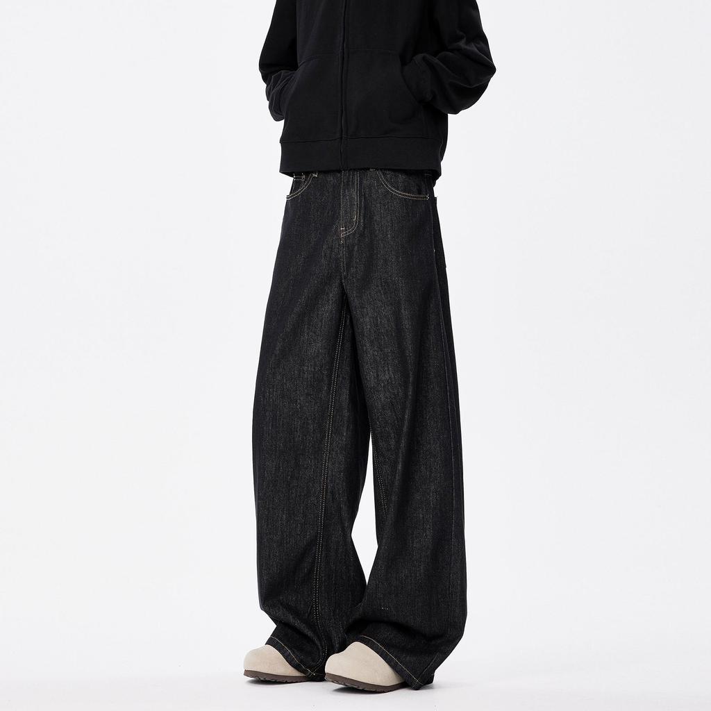 Men's American Retro Wide-Leg Jeans - Trendy, Loose-Fit, Straight Casual Trousers