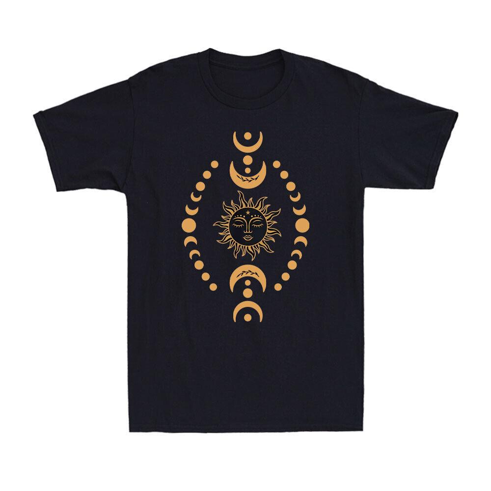 Boho Sun And Moon Celestial Crescent Moon Phases Vintage Men s T-Shirt L