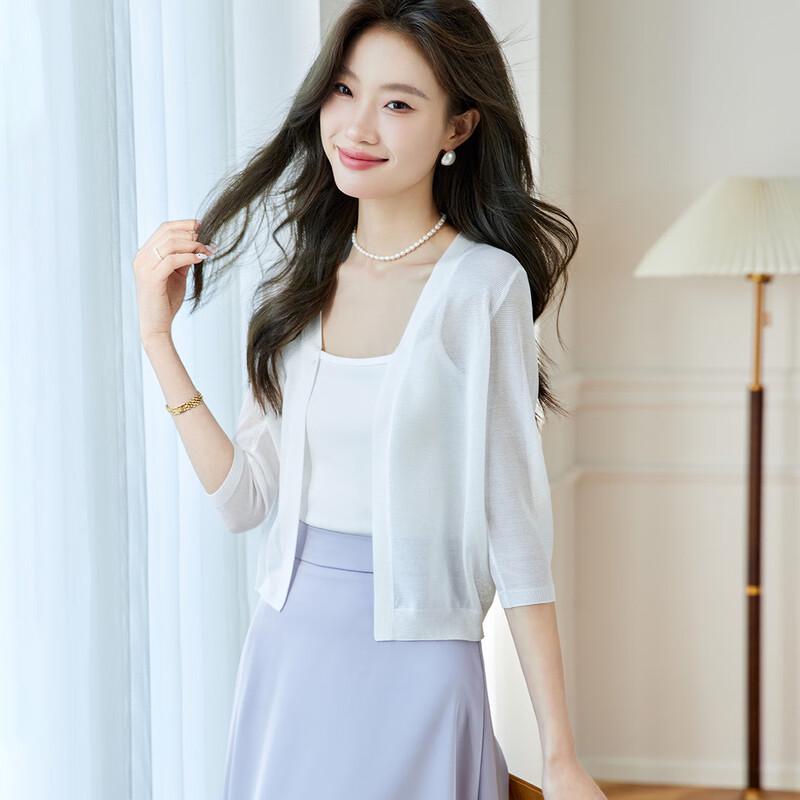 Srcr Damen Dünn gestrickter Cardigan aus Seidenmischung (Kurz)