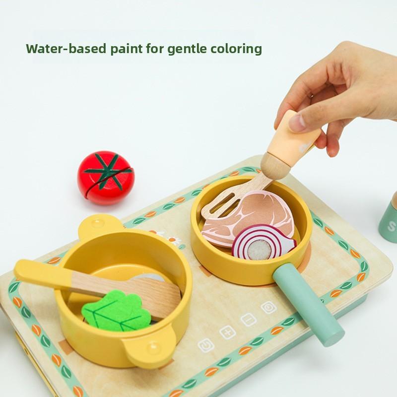 Wooden Simulation Fun Kitchen Vegetable And Fruit Cooking Children Set Toy