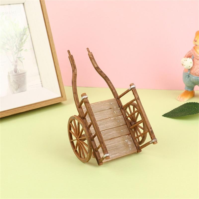 Handcrafted Miniature Farm Cart Retro Style 1/12 Scale Dollhouses Furniture For Realistic Farm Displays