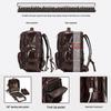 Men's Genuine Leather Expandable Large Capacity Shoulder Backpack for Business Travel