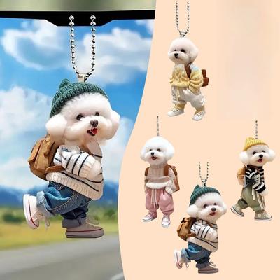 2D Puppy Pendant Decoration, Puppy Backpack Double Sided Acrylic Pendant, Car Rearview Mirror Decoration Pendant