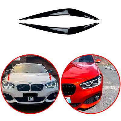 Für BMW 1er F20 F21 118i 120i 2015 - 2018 Hochwertige ABS Auto Frontscheinwerfer Augenbrauen Lider 3D Aufkleber Glänzend Schwarz