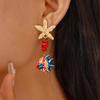 Beaded Starfish Stud Earrings Glass Animal Dangles Trendy Summer Jewelry Gifts  for Women
