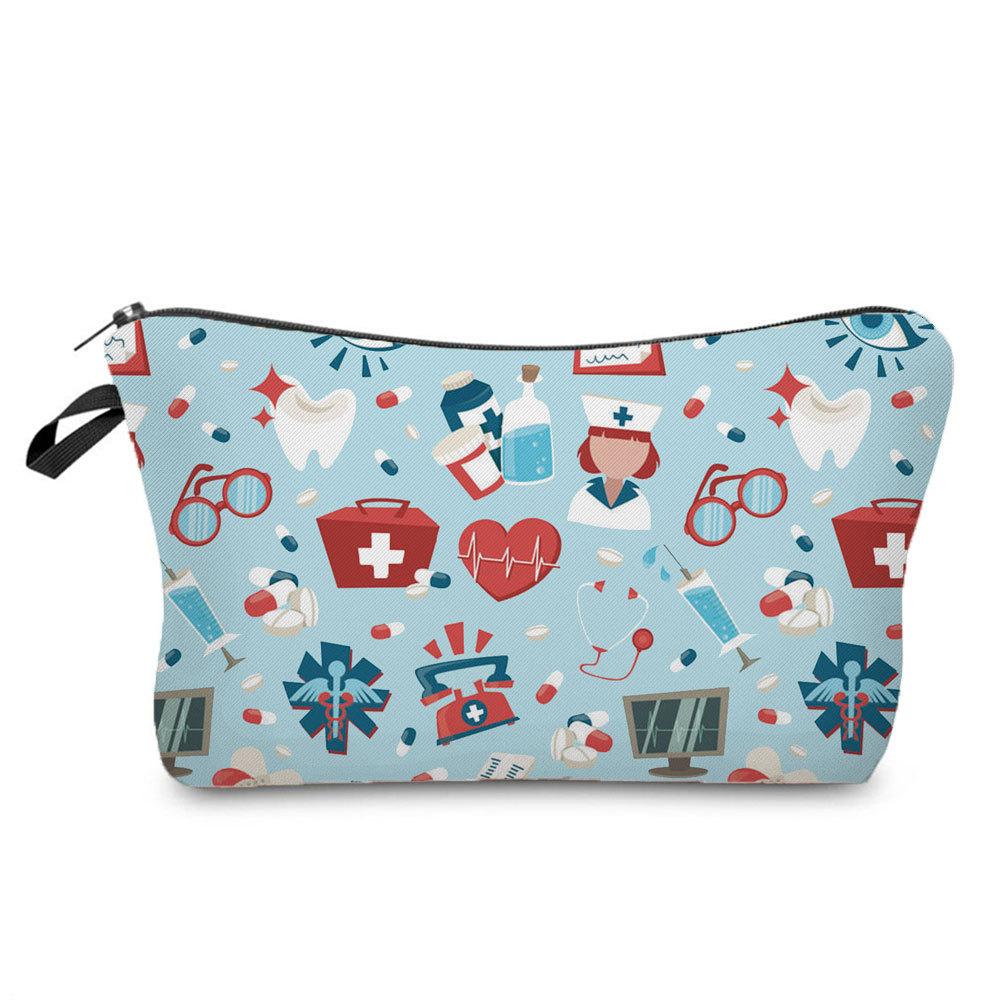 Women Electrocardiogram Print Cosmetic Bag Toiletries Organize Travel Storage Case  6435