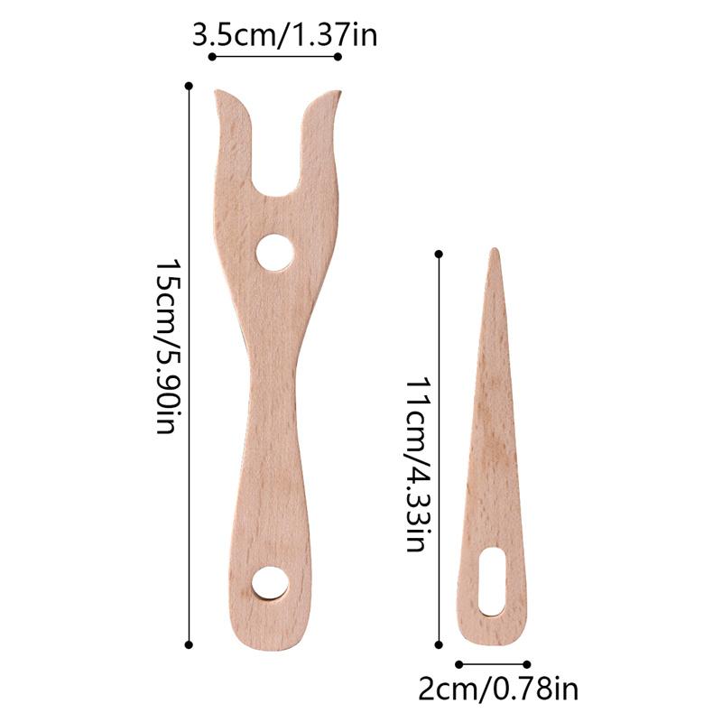 2Pcs/Set Knitting Fork For Bracelet Necklace Pendant Diy Handmade Knitting Tool Wooden Weaving Braider Sewing Accessories