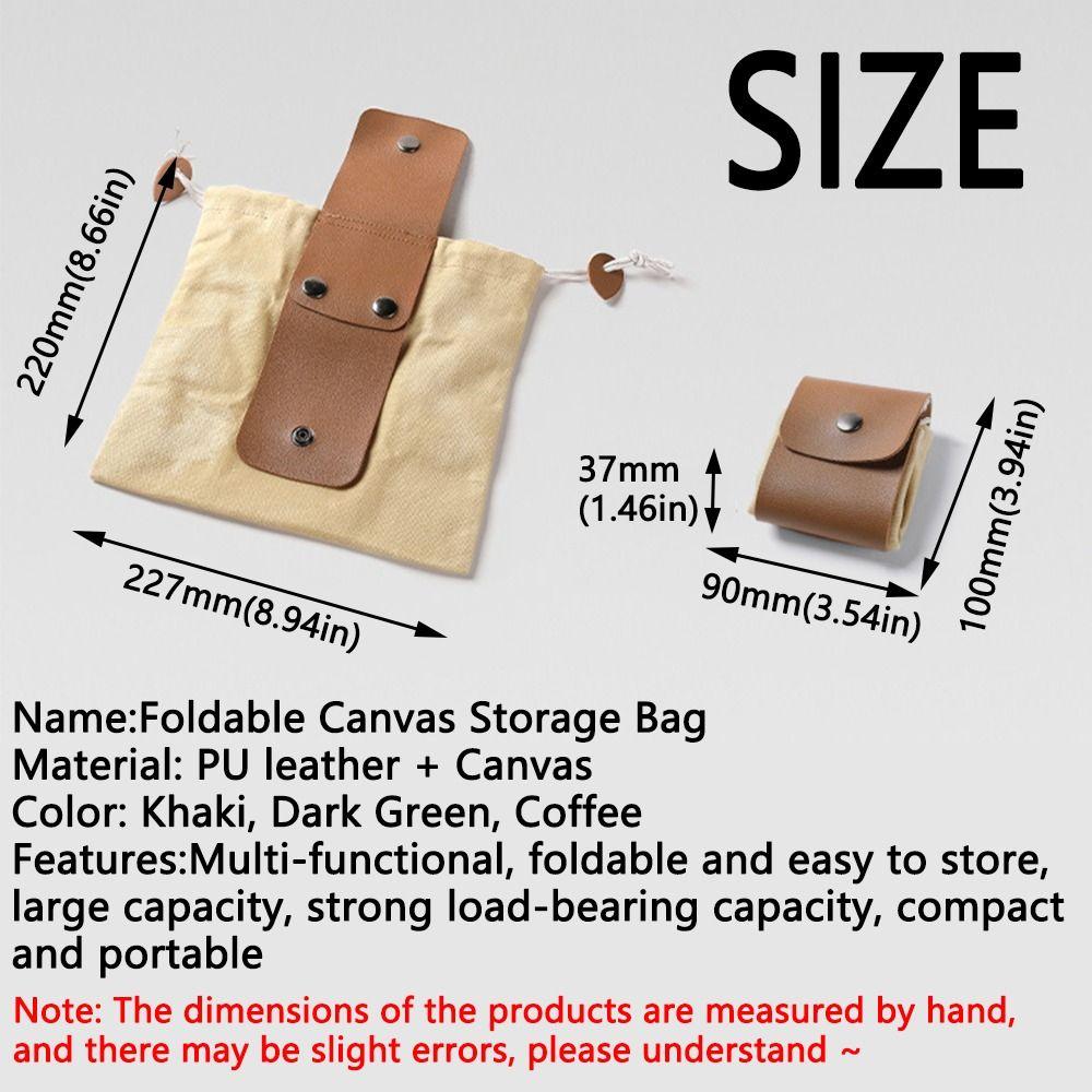 Collapsible Canvas Storage Bag PU Leather Outdoor Foraging Bag Garden Picking Pouch  Tool Storage