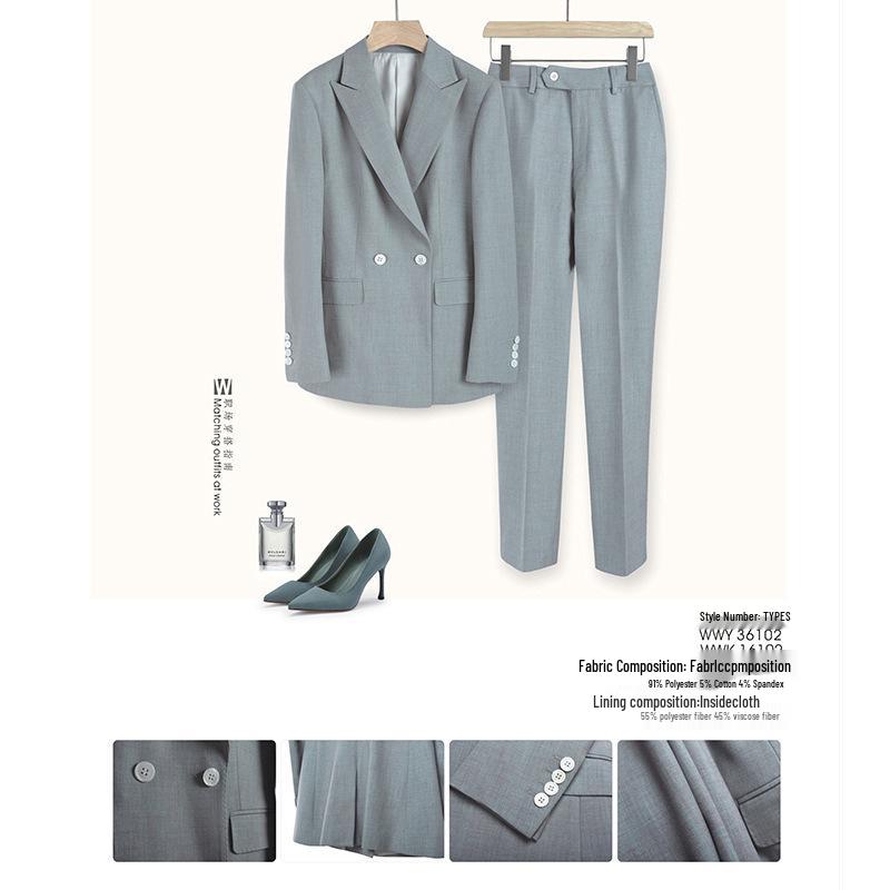 

Temperament Women s Grey-Green High-End Professional Pantsuit Set: Casual Two-Piece Business Suit Medium