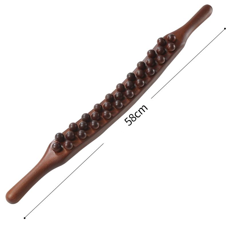 Premium Guasha Wood Stick Massage Tool with 31 Beads for Body Sculpting Fascia Release Lymphatic Drainage Natural Wood Massager