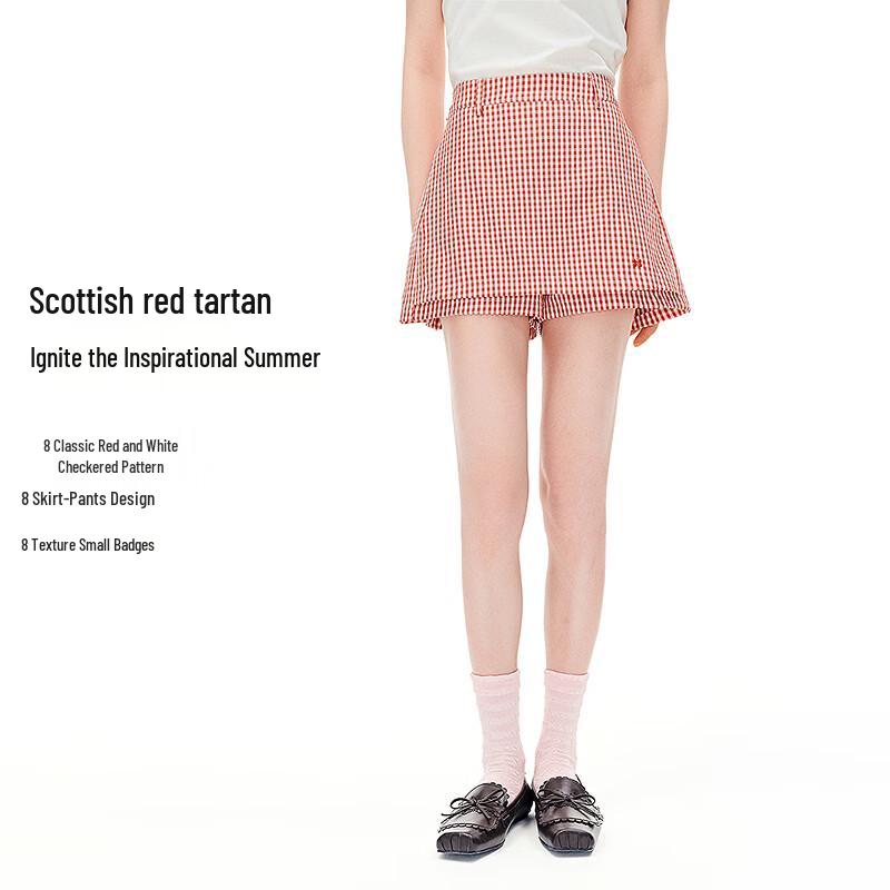 Ledin Lyocell A-Line Plaid Skort M