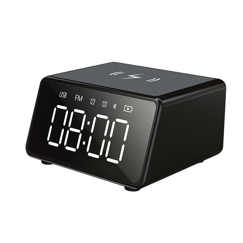 

Беспроводная зарядка Динамик Светодиодный будильник Звуковая система Беспроводное зарядное устройство Bluetooth-динамик FM-радио Проигрыватель USB-флеш-накопителя чёрный