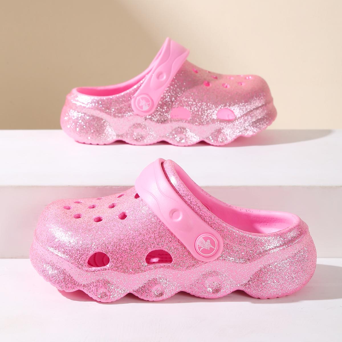 

Girls Classic Casual Glitter Clogs, Slip-On Beach Slippers, Non-Slip Garden Clogs Shoes for the Beach 1214 25