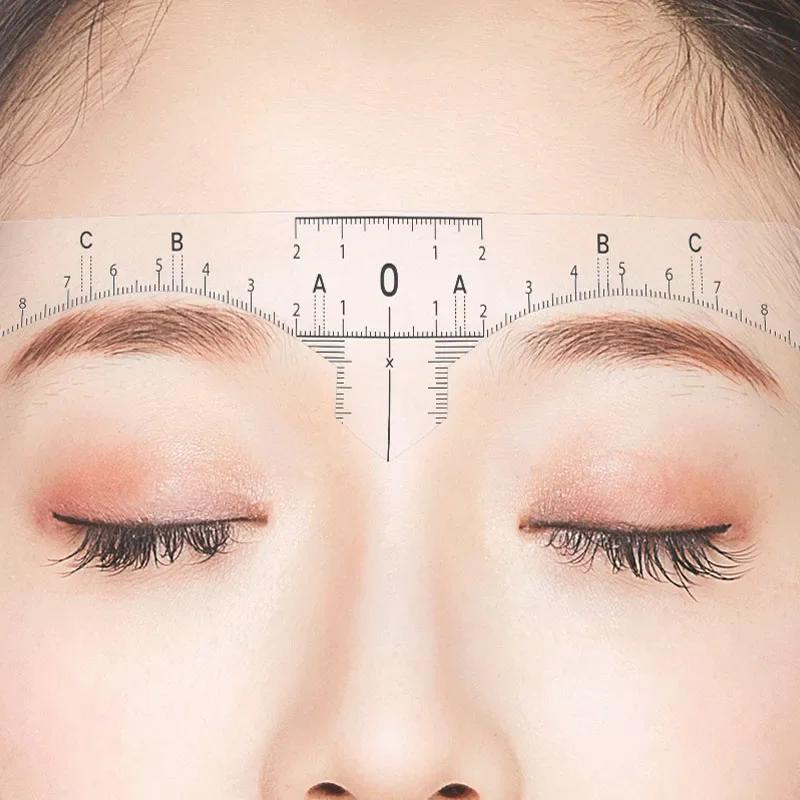 100pcs Disposable Tattoo Eyebrow Ruler Sticker Adhesive Microblading Tattoo Measurement Tools for Permanent Makeup