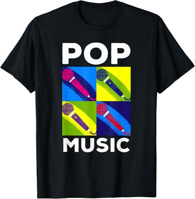 Pop Music Microphones Graphic Tee Men Casual Cotton Short Sleeve TShirt for DJ Singers