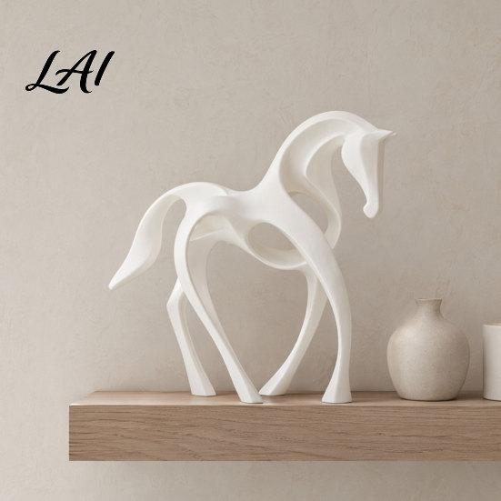 Living Room Horse Decor 3D Printed Abstract Statue Minimalist Hollow White Figurine for Ornament Desk Decor Animal Shape Home Statue