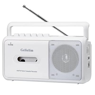 Φορητό Κασετόφωνο Gelielim με Υποστήριξη FM/AM/Wide FM, Αναπαραγωγή/Εγγραφή Κασέτας, Τροφοδοσία AC 100V/Μπαταρίας, Λευκό
