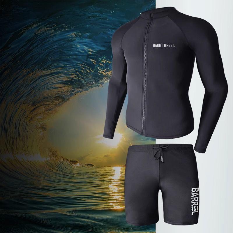 Korean Men's Long Sleeve Quick-Dry Diving Suit: Jellyfish-Proof Snorkeling & Surfing Set.