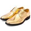Mode Nouveau Or Argent Brillant Cuir Verni Lacets Chaussures Derby Pour Hommes Formel Mariage Marié Bal Plat Zapatillas Hombre