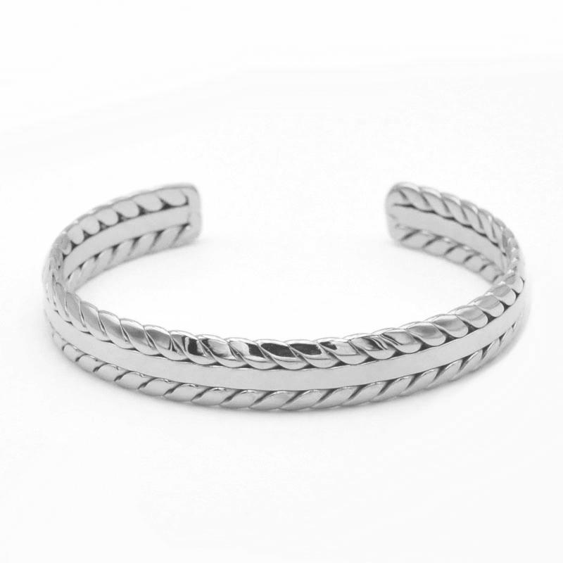 Stainless Steel Wheat Shaped Bracelet Geometric Hollow Open Bangle for Women Anniversary Gift Couples Adjustable Jewelry