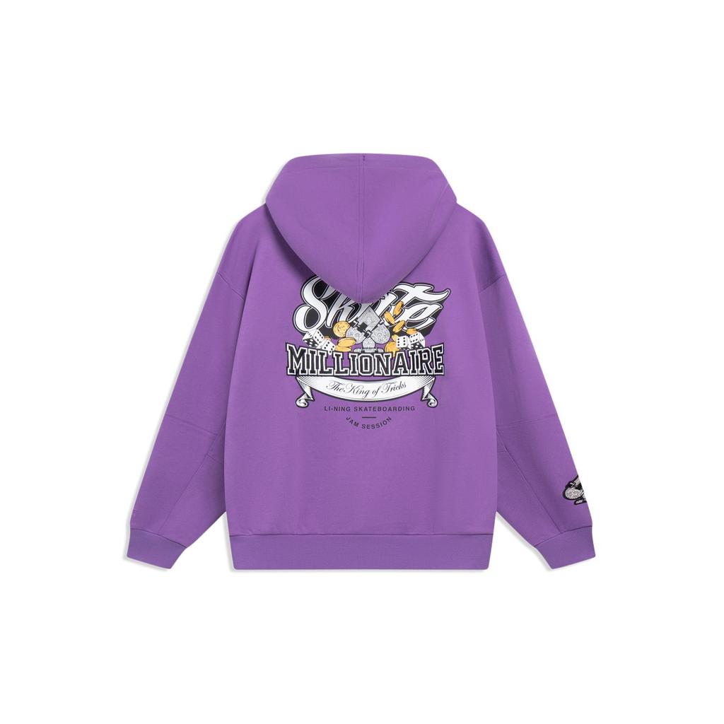 Li Ning Sweatshirts Unisex Berry Purple Hooded Moderate Regular AWDT223-1