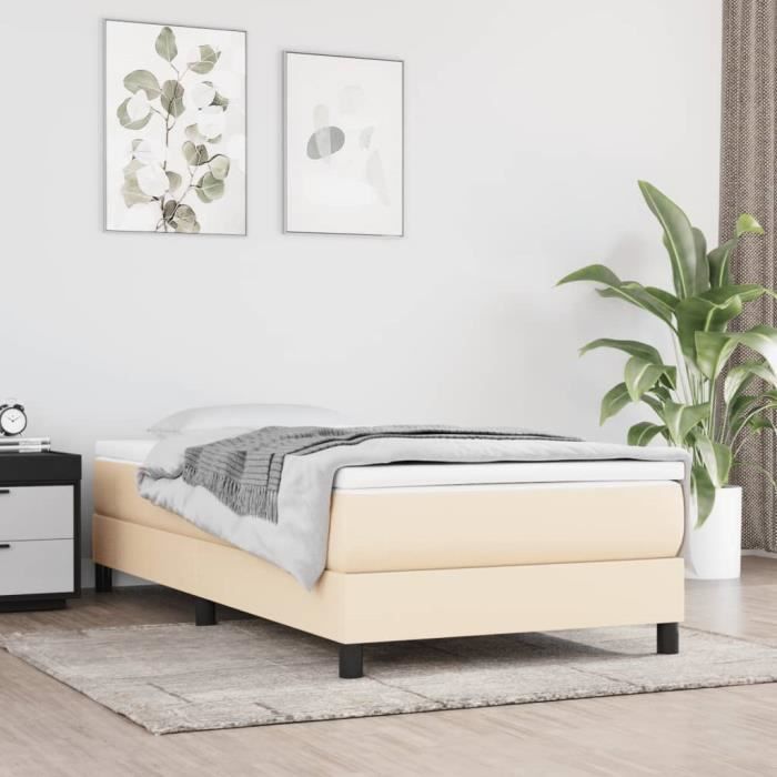 3144034 vidaXL Divan Bed with Mattress Cream 80x200 Cm Fabric