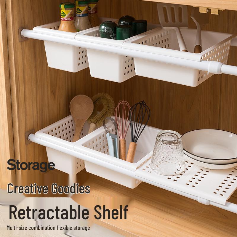 Japanese Under-Sink No-Drill Telescopic Storage Rack and Spice Organizer Basket
