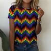 Fashion Women's Crew Neck T-Shirt 3D Color Printing Simple Short Sleeve Crew Neck Short Sleeve Comfortable